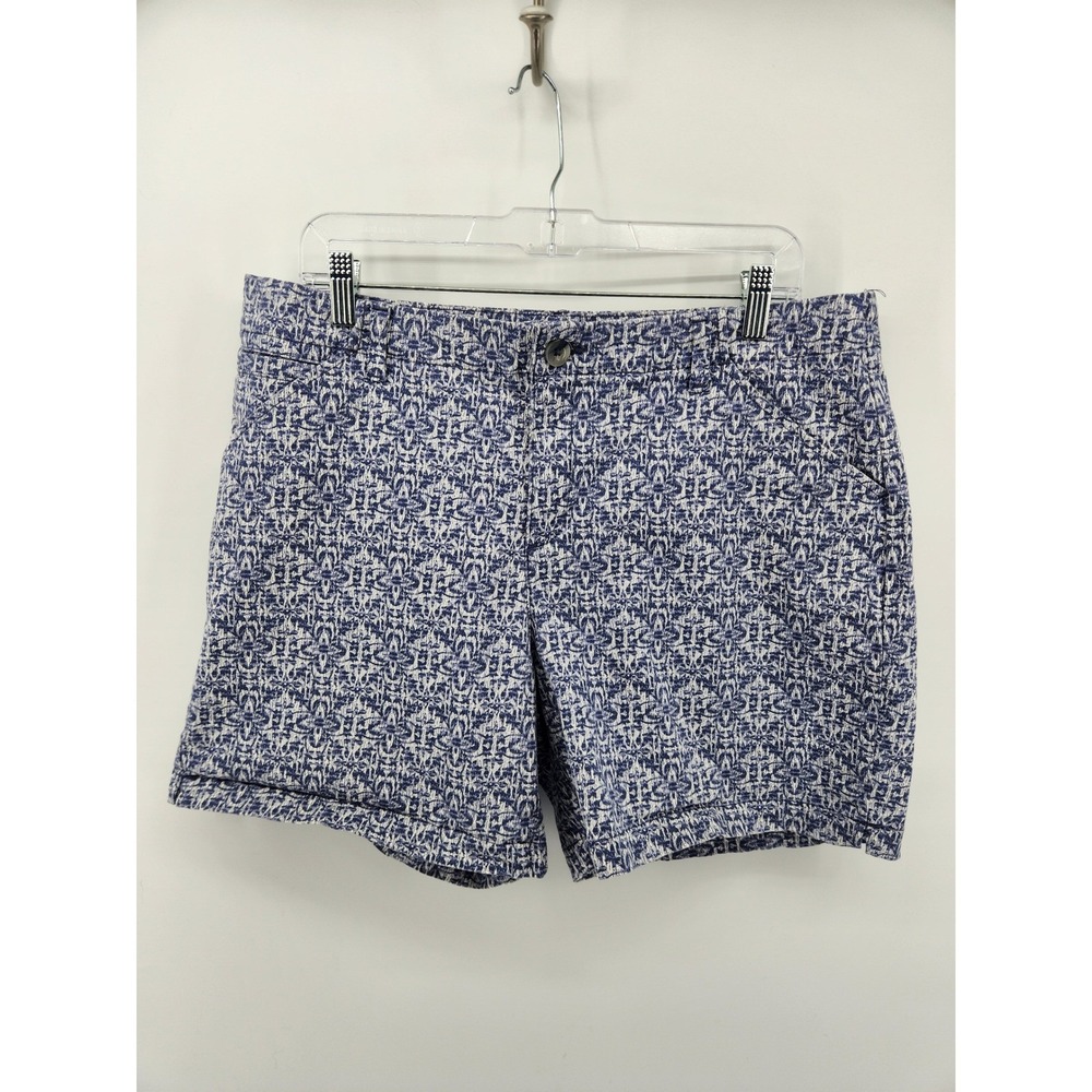 Lee Straight Fit Women's Blue & White Print Casual Shorts Size 16